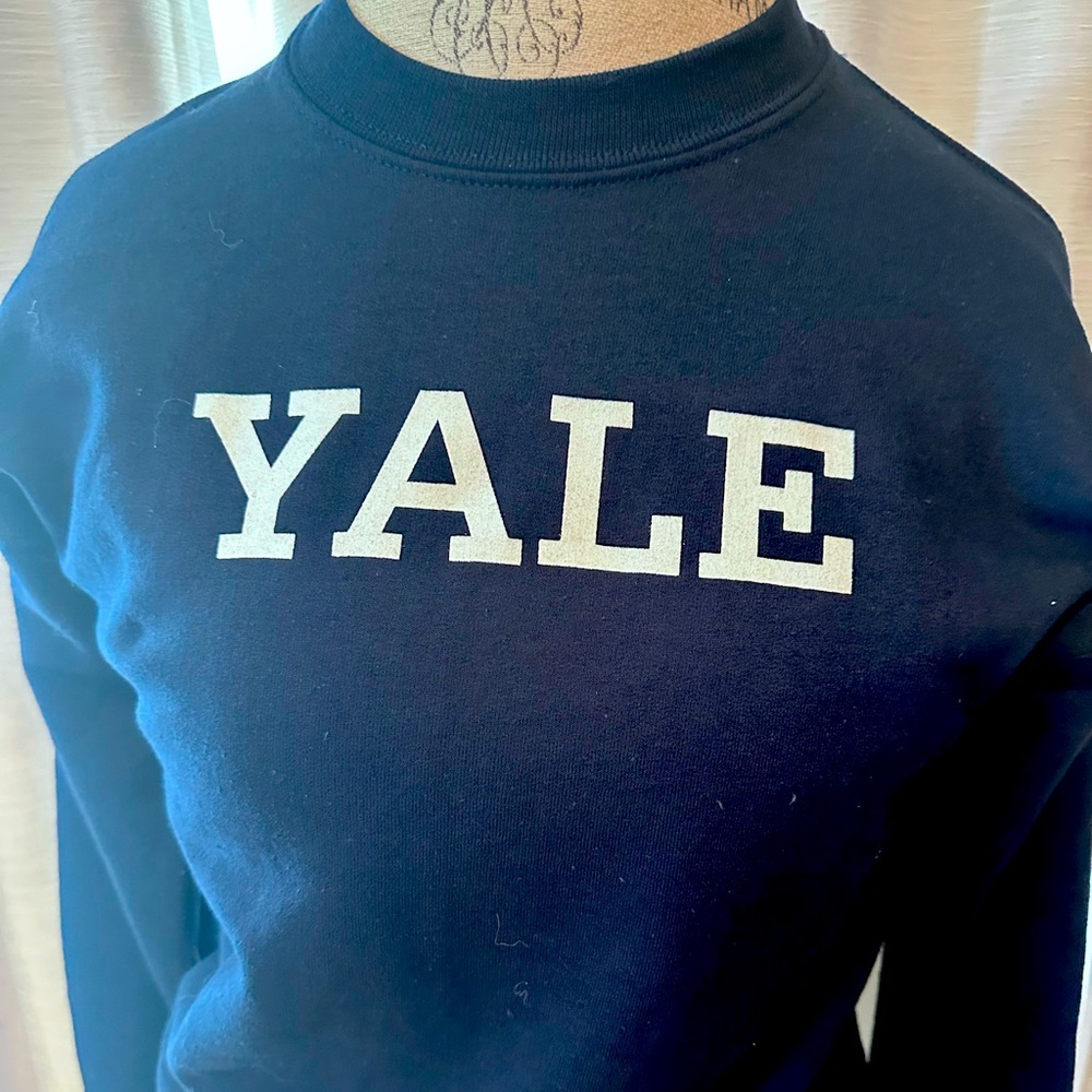 Authentic Yale Youth large or XS adult crew sweater. Excellent condition.